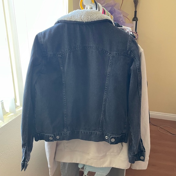 Topshop Oversized Borg Denim Jacket - Picture 5 of 7